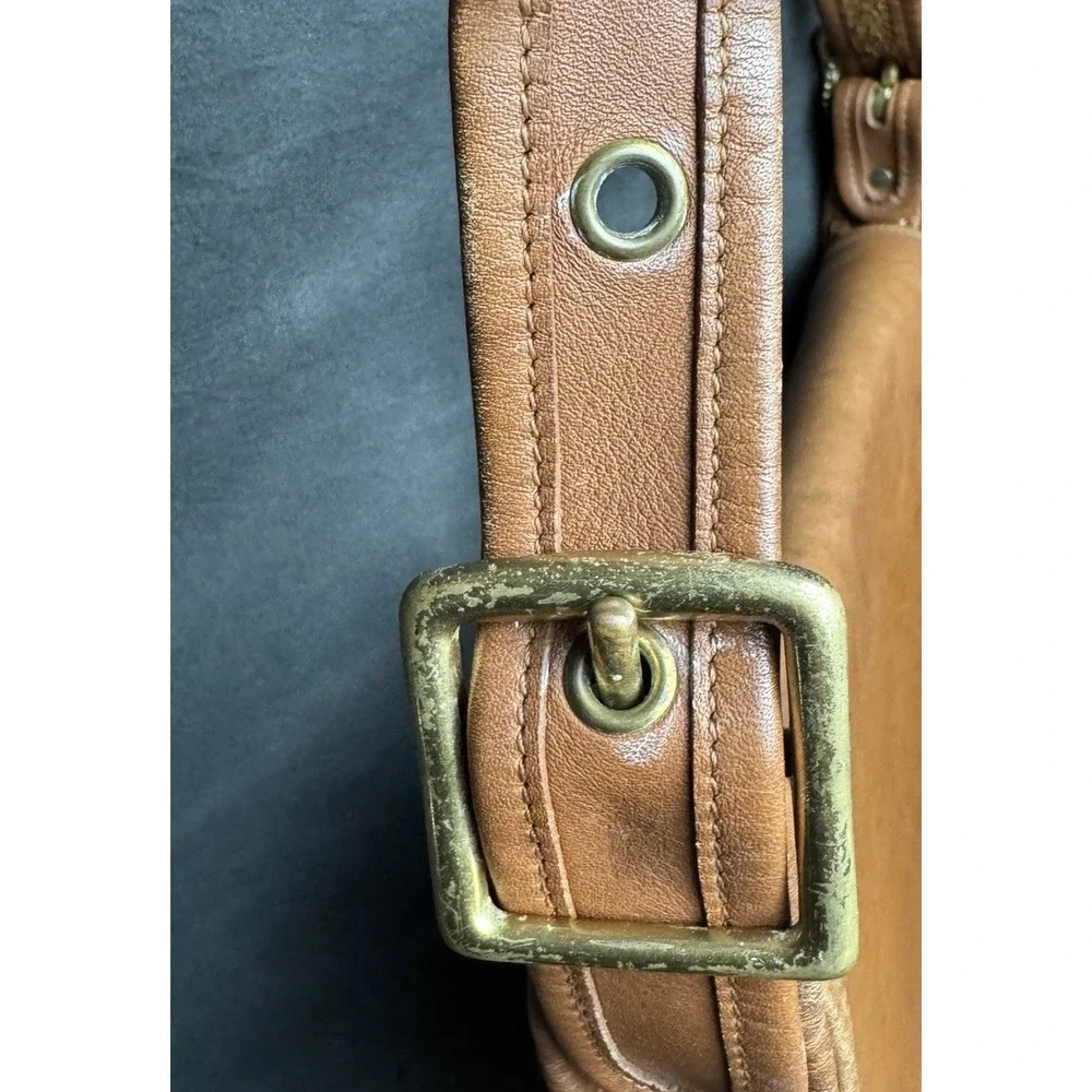 Vintage 90s Coach Patricia's Legacy 9951 Tan Leather Flap Crossbody Saddle Bag